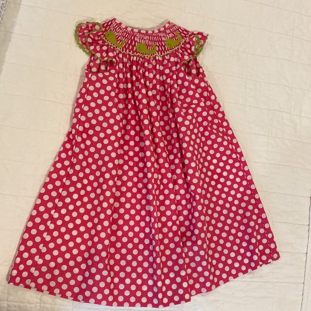 Smocked girls dress with whales